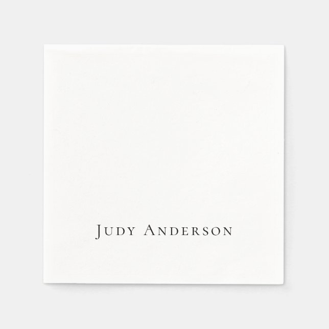 Professional Plain Modern Elegant Your Name Napkin (Front)