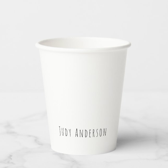 Professional Plain Modern Elegant Your Name Paper Cups (Front)