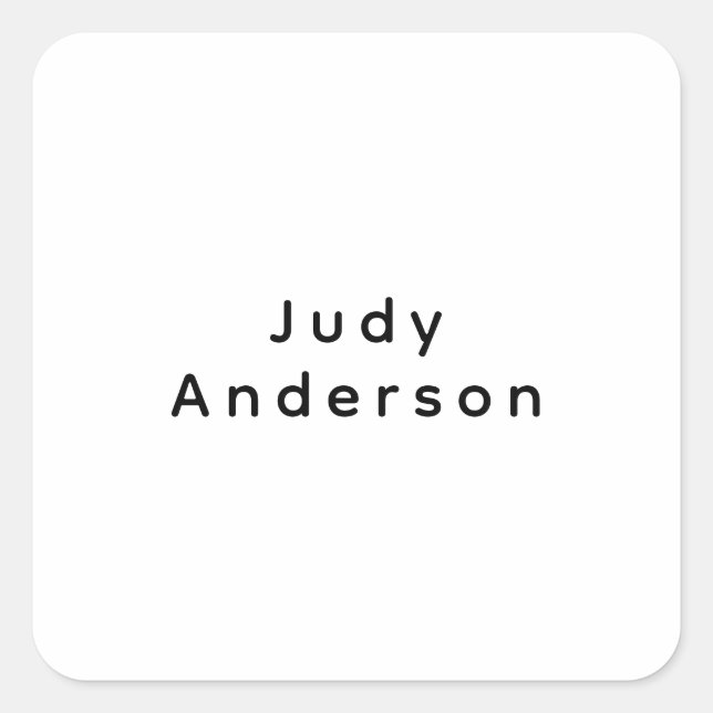 Professional Plain Modern Elegant Your Name Square Sticker (Front)