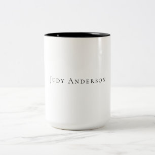Professional Plain Modern Elegant Your Name Two-Tone Coffee Mug