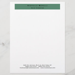 Professional Plain Modern Minimalist Green White Custom Letterhead