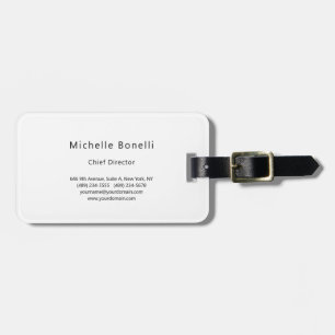 Professional Plain Modern Minimalist Grey White Luggage Tag