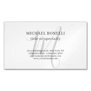 Professional Plain Modern Minimalist Monogrammed Magnetic Business Card