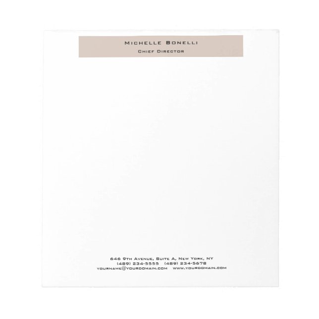 Professional Plain Modern Minimalist  Notepad (Front)