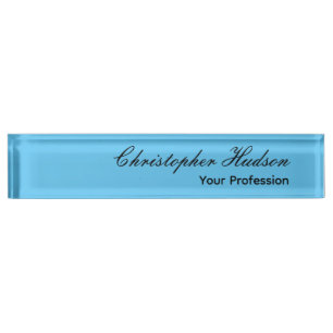 Professional Plain Modern Minimalist Sky Blue Nameplate