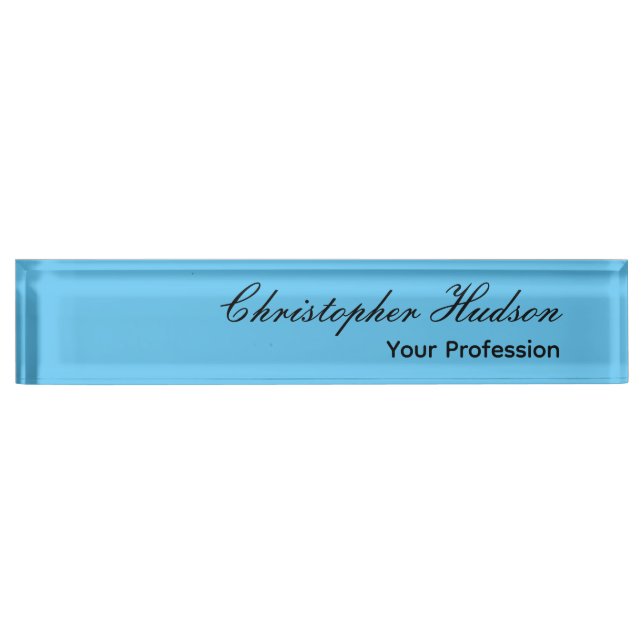 Professional Plain Modern Minimalist Sky Blue Nameplate (Front)