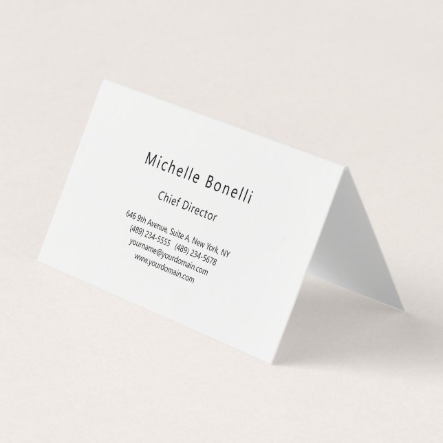 Professional Plain Modern Minimalist White Business Card (Front)