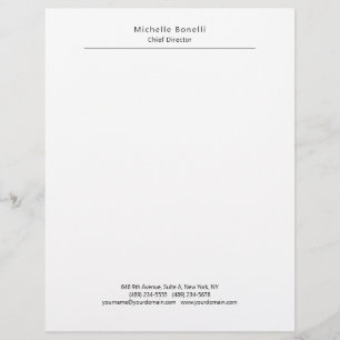 Professional Plain Modern Minimalist White Custom Letterhead