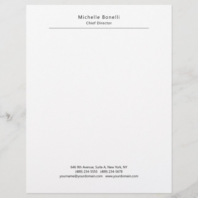 Professional Plain Modern Minimalist White Custom Letterhead (Front)