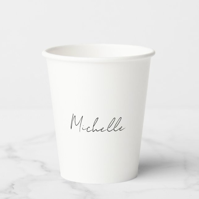Professional Plain Modern Minimalist White Paper Cups (Front)