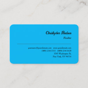 Professional Plain Realtor Real Estate Sky Blue Business Card