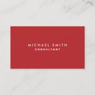Professional Plain Red Elegant Modern Simple Business Card
