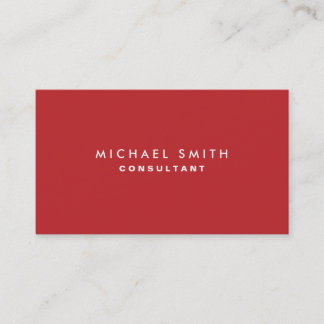 Professional Plain Red Elegant Modern Simple Business Card