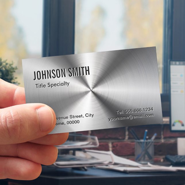 Professional Plain Sliver Radial Metallic Look Business Card (Creator Uploaded)