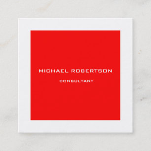 Professional Plain Unique Special Red White Square Business Card