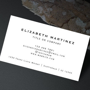 Professional Plain White Generic Design Simple Business Card