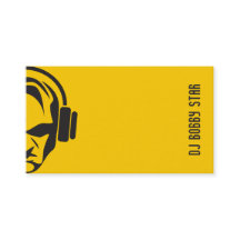 Professional plain yellow DJ with headphone logo