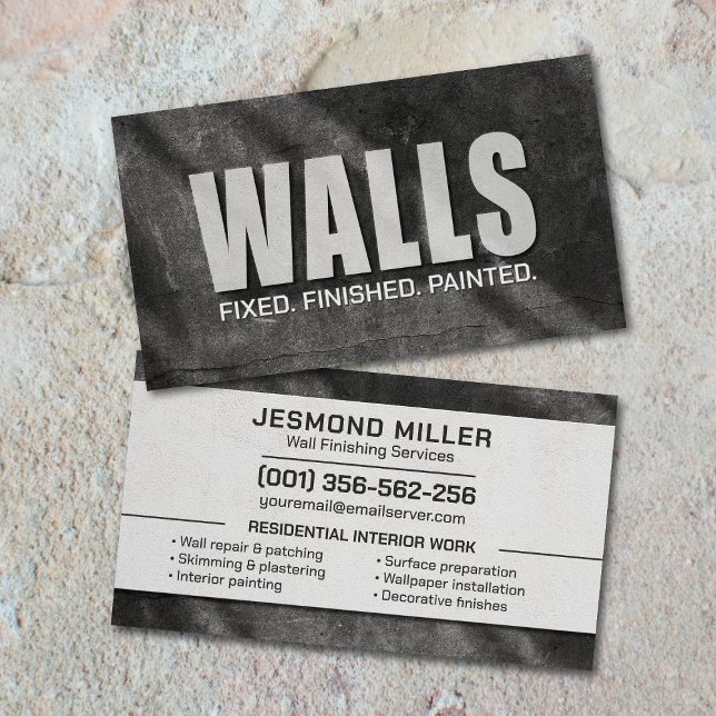 Professional Plaster Paint Wall Services Business Card (Creator Uploaded)