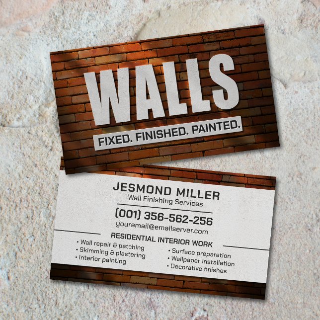Professional Plaster Paint Wall Services Business Card (Creator Uploaded)