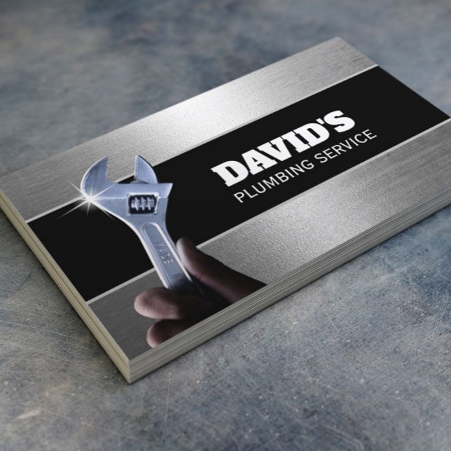 Professional Plumber Metal Plumbing Service Business Card (Creator Uploaded)