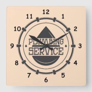 Professional Plumber Service Square Wall Clock