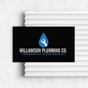 Professional Plumbing Logo Black Business Card