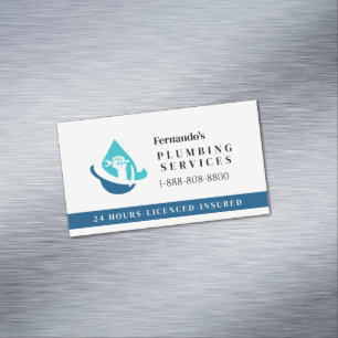 Professional Plumbing Service Business Logo Magnetic Business Card