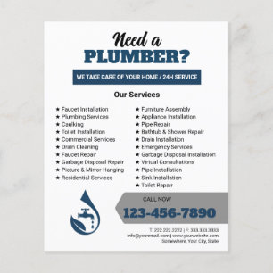 Professional Plumbing Service Water Drop Logo Flyer