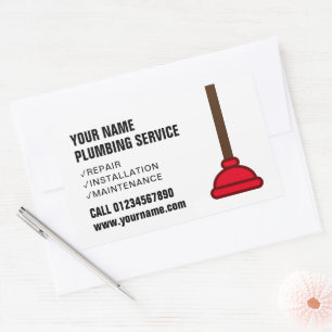 Professional plumbing services business logo rectangular sticker