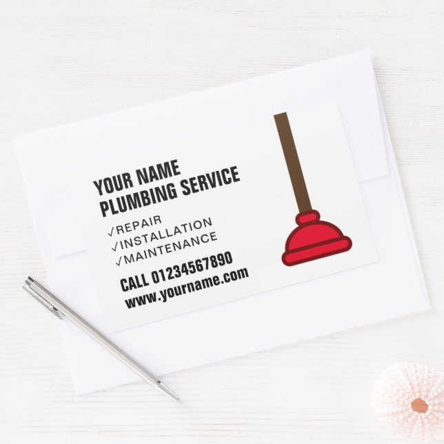 Professional plumbing services business logo rectangular sticker (Envelope)