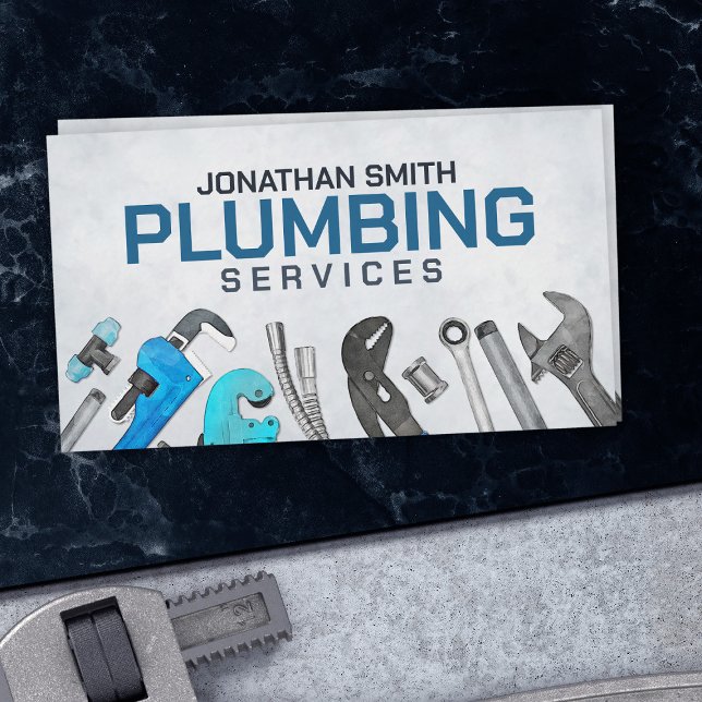 Professional Plumbing Services - Watercolor Business Card (Creator Uploaded)