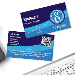 Professional Pool Maintenance Cleaning Services Business Card