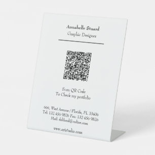 Professional Portfolio Personalised Modern QR code Pedestal Sign