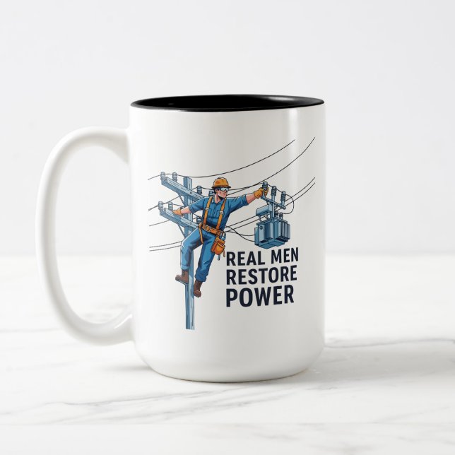Professional Powerline Technician Two-Tone Coffee Mug (Left)