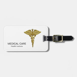 Professional Precious Medical Gold Caduceus Luggage Tag