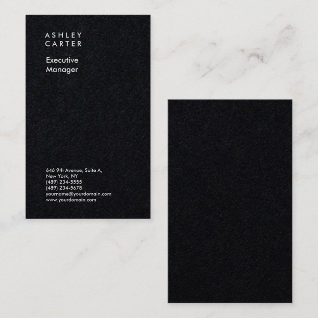 Professional premium black plain minimalist modern business card (Front/Back)