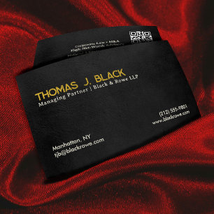 Professional Premium Gold Black leather Modern QR  Business Card