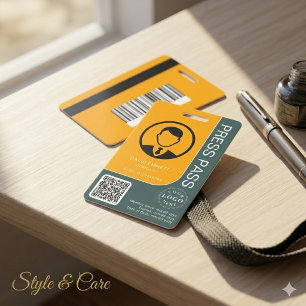 Professional Press Pass with QR Code and Photo ID Badge