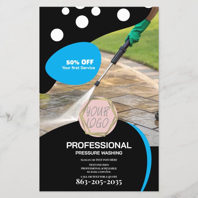 Professional Pressure Wash Minimalist Logo Flyer (Front)