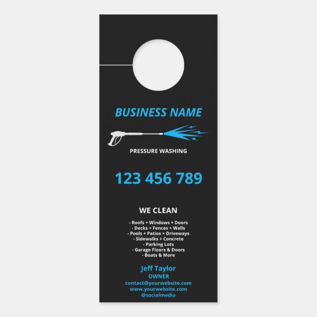 Professional Pressure Washing Power Washing Busine Door Hanger (Front)