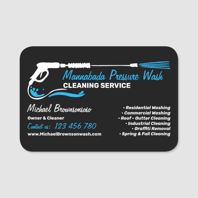 Professional Pressure Washing Power Washing Name Tag (Front)