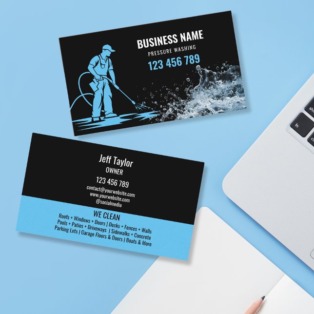 Professional Pressure Washing Power Washing Roof Business Card (Creator Uploaded)