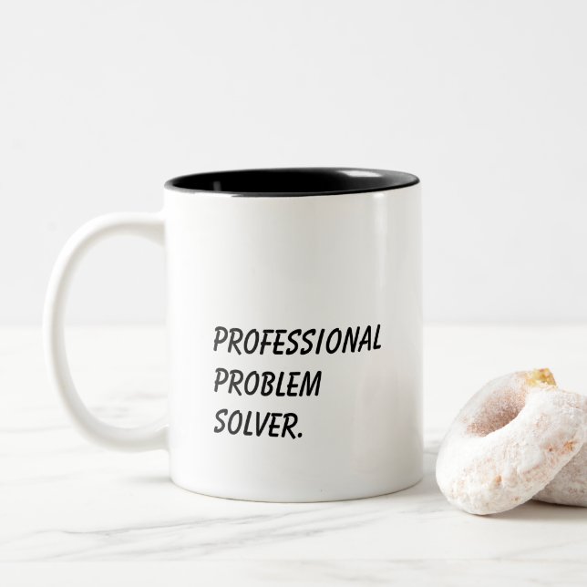 'Professional Problem Solver' Funny Coworker Gift Two-Tone Coffee Mug (With Donut)