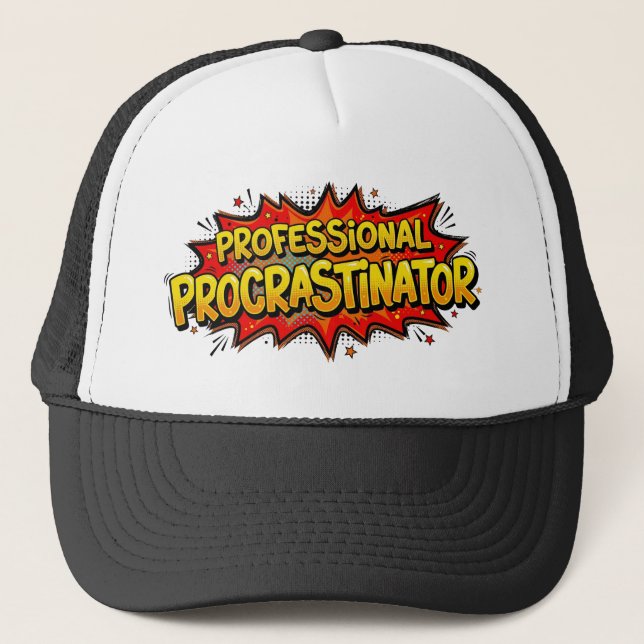 Professional Procrastinator Comic Book Pop Art  Trucker Hat (Front)