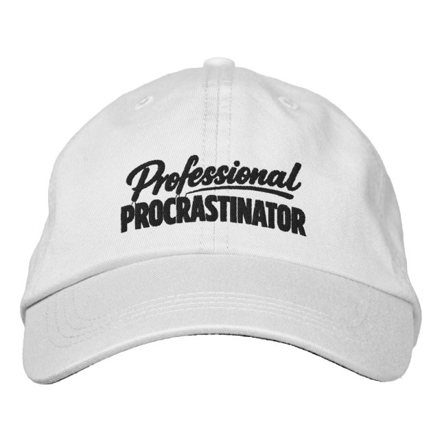 Professional Procrastinator Funny Humour Embroidered Hat (Front)