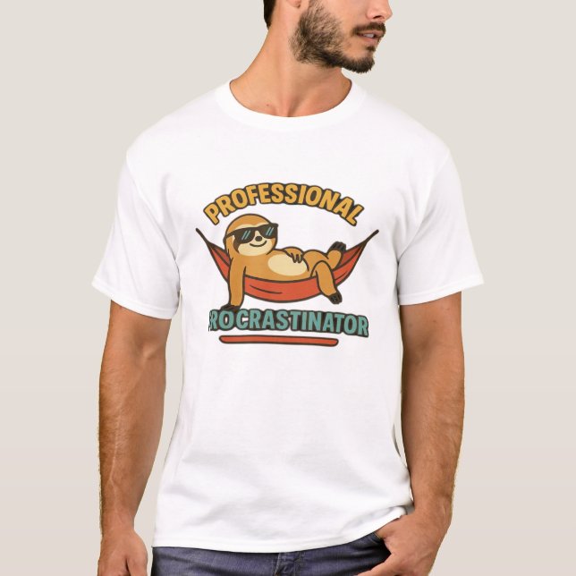 Professional Procrastinator Sloth Retro T-Shirt Cl (Front)