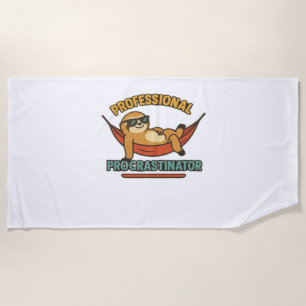 Professional Procrastinator Sloth Retro T-Shirt Cl Beach Towel