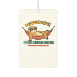Professional Procrastinator Sloth Retro T-Shirt Cl Car Air Freshener