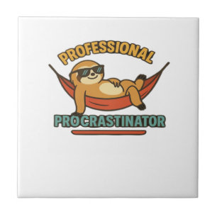 Professional Procrastinator Sloth Retro T-Shirt Cl Ceramic Tile