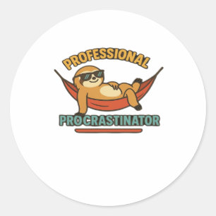 Professional Procrastinator Sloth Retro T-Shirt Cl Classic Round Sticker